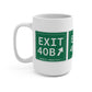 Vintage Exit 40B Merritt Parkway Sign Mug 15oz