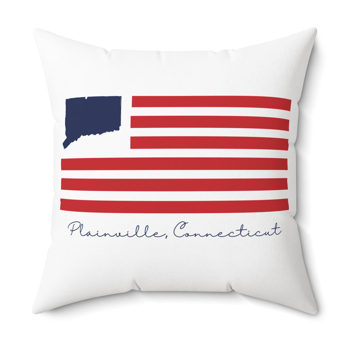 Plainville Connecticut Flag Spun Polyester Square Pillow