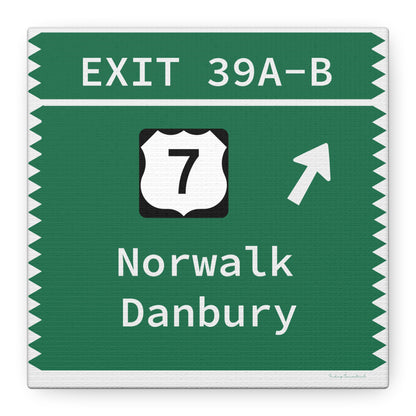 Vintage Merritt Parkway Exit 39 A-B SignMatte Canvas, Stretched, 1.25"