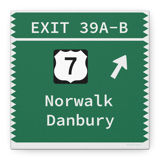 Vintage Merritt Parkway Exit 39 A-B SignMatte Canvas, Stretched, 1.25"