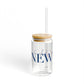 41 Tilt Newtown Glass Can with Straw and Lid, 16oz