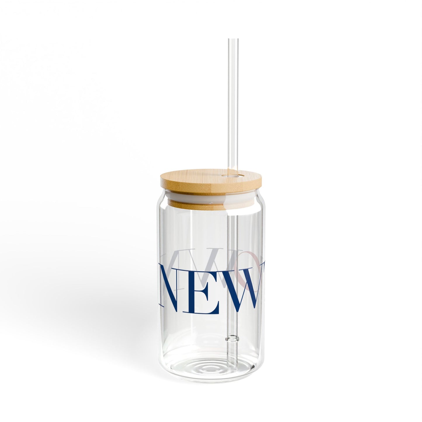 41 Tilt Newtown Glass Can with Straw and Lid, 16oz