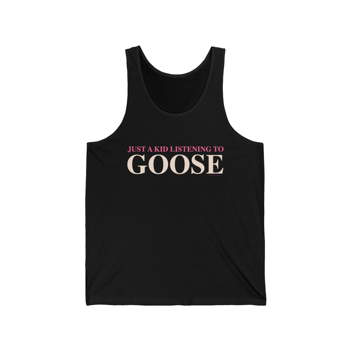 Just a kid listening to Goose - Peach & Pink Unisex Jersey Tank Top