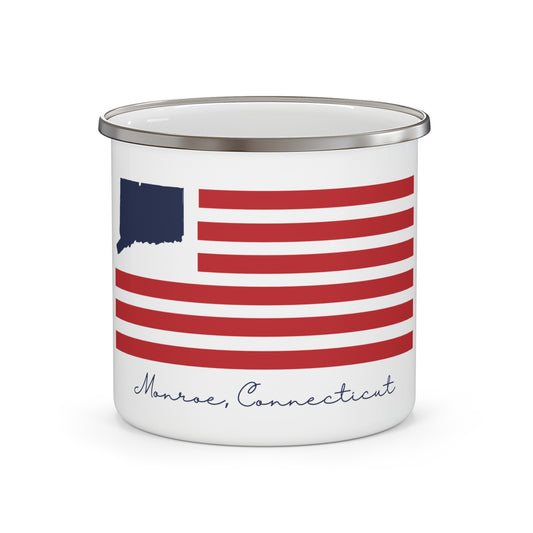 Monroe Connecticut Flag Enamel Camping Mug
