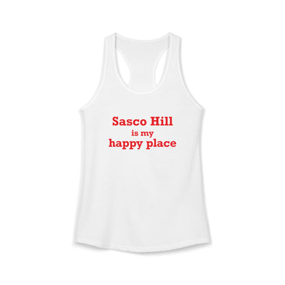 Sasco Hill is My Happy Place Women's Ideal Racerback Tank Top