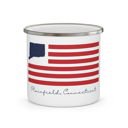 Plainfield Connecticut Flag Enamel Camping Mug