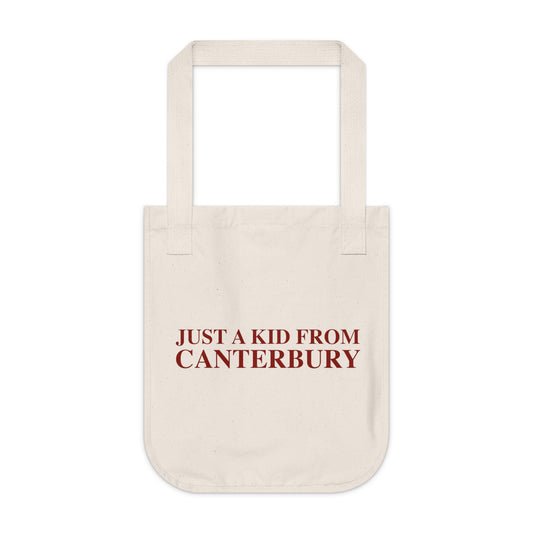 Just a kid from Canterbury Organic Canvas Tote Bag