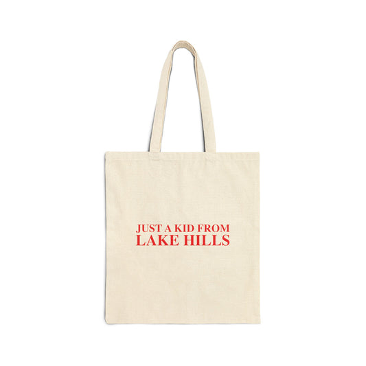 Just a kid from Lake Hills Cotton Canvas Tote Bag