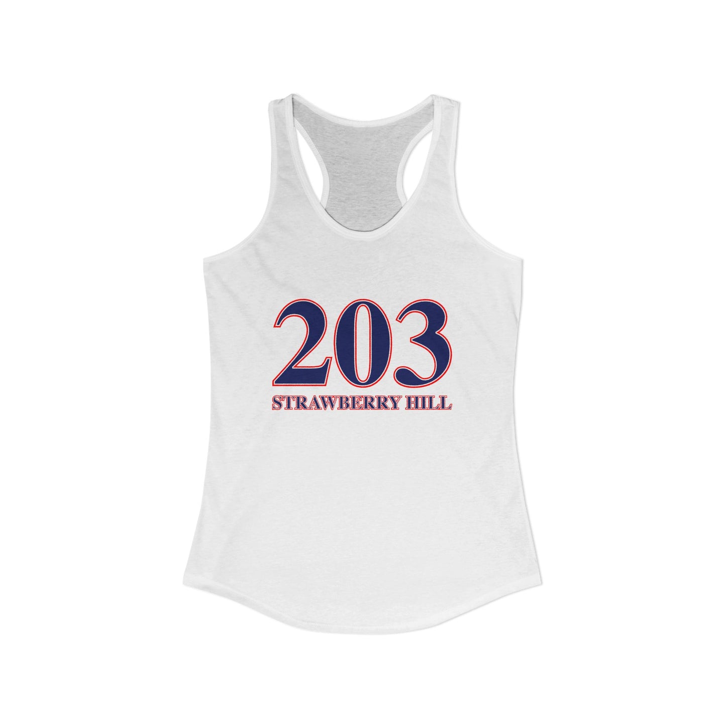 203 Strawberry Hill Red, White & Blue Women's Ideal Racerback Tank Top