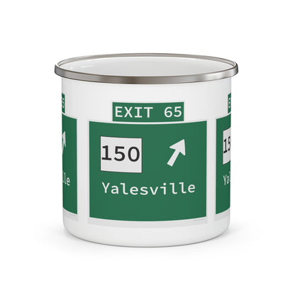 Vintage WCP Exit 65 Sign Enamel Camping Mug