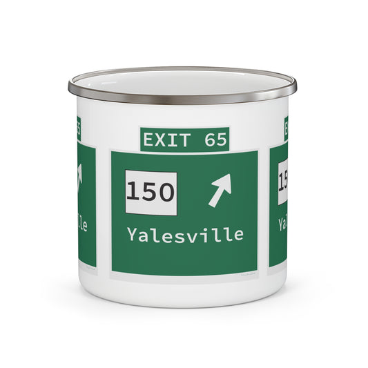 Vintage WCP Exit 65 Sign Enamel Camping Mug