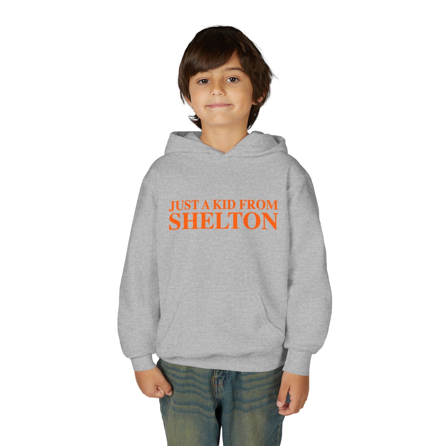 Just a kid from Shelton Youth Heavy Blend Hooded Sweatshirt