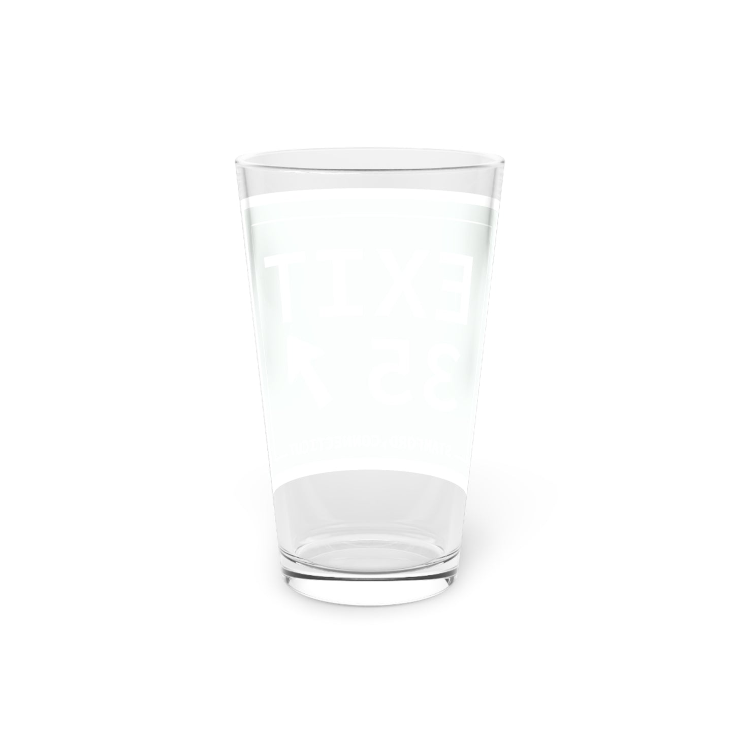 Vintage Exit 35 Merritt Parkway Sign Pint Glass, 16oz