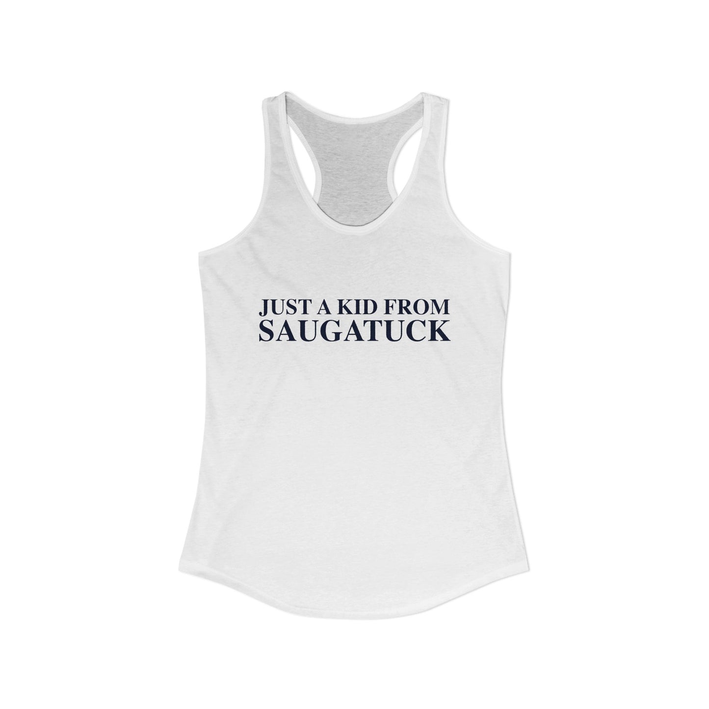 Just a kid from Saugatuck Women's Ideal Racerback Tank Top