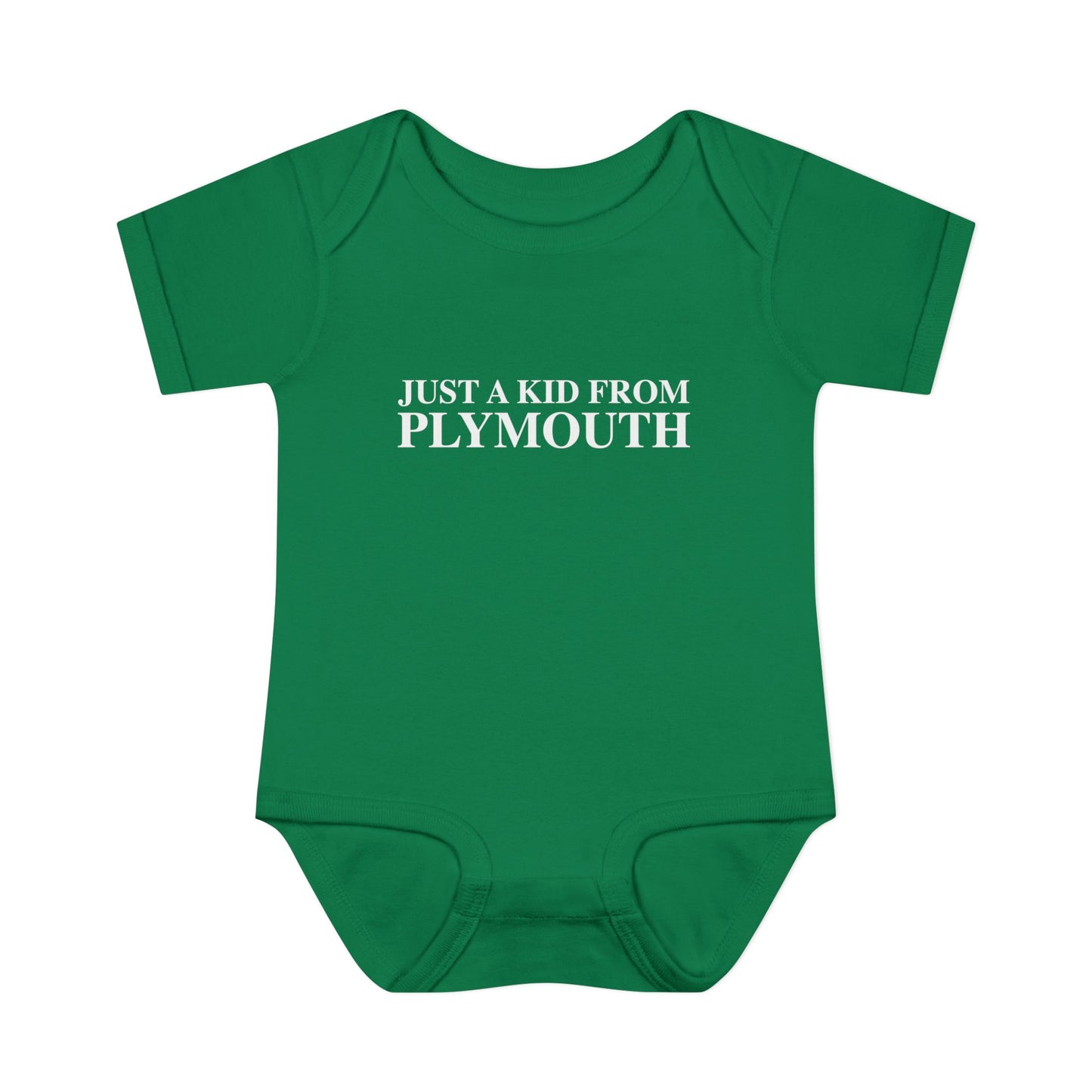 Just a kid from Plymouth Infant Baby Rib Bodysuit