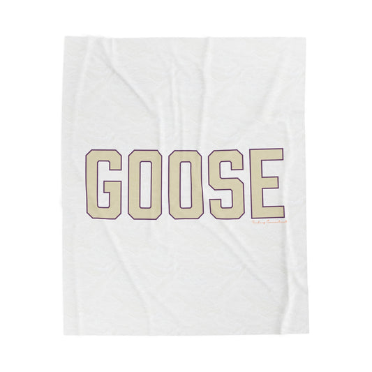 Goose Zip Code Cream & Purple Velveteen Plush Blanket