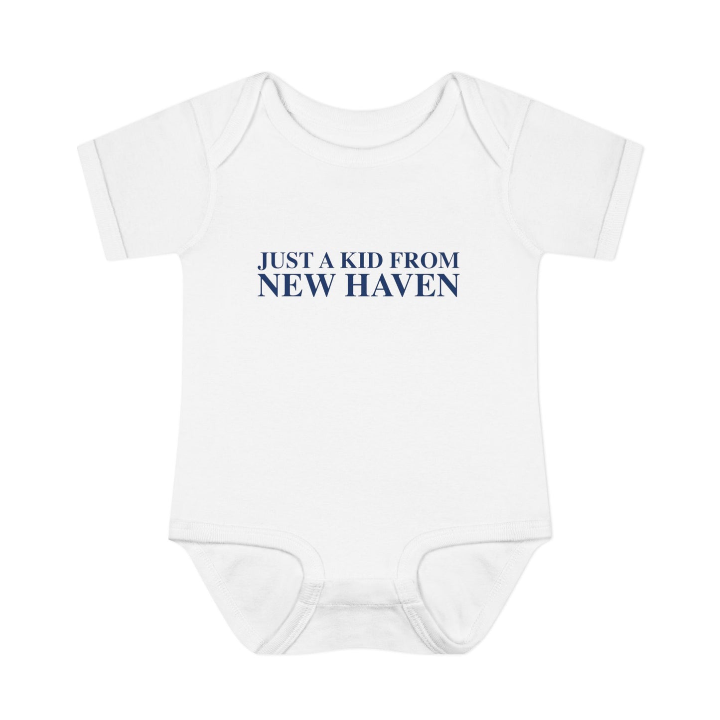 Just a kid from New Haven Infant Baby Rib Bodysuit