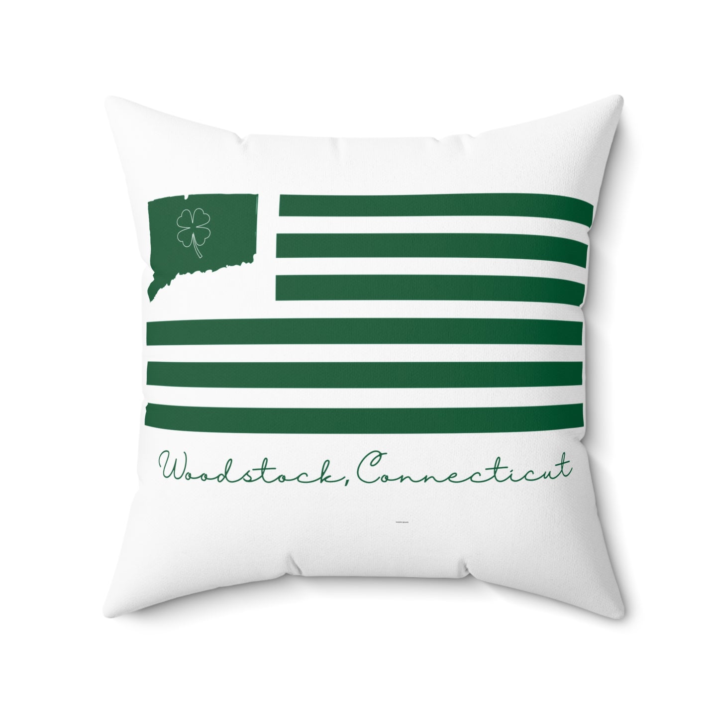 Woodstock Connecticut St. Patrick’s Day Flag Spun Polyester Square Pillow
