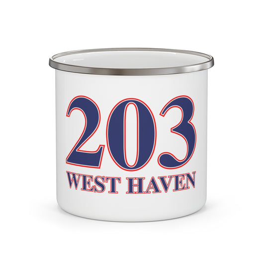 203 West Haven Red White & Blue Enamel Camping Mug