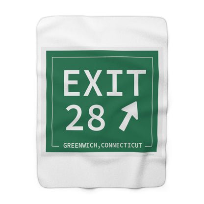 Vintage Exit 28 Merritt Parkway Sign Sherpa Fleece Blanket