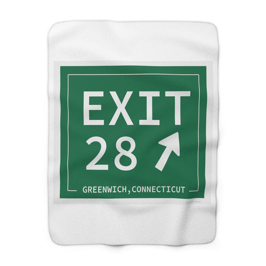 Vintage Exit 28 Merritt Parkway Sign Sherpa Fleece Blanket