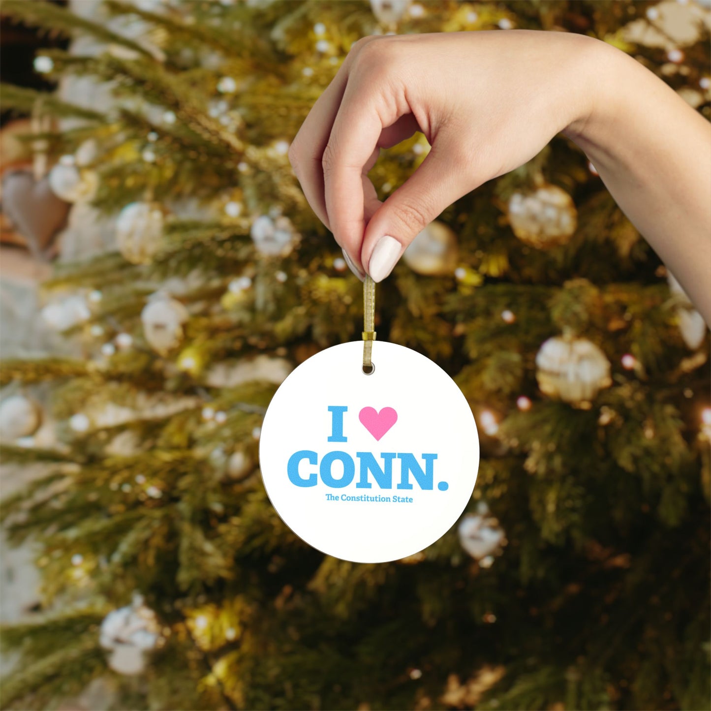 I Heart CONN. Glass Ornaments