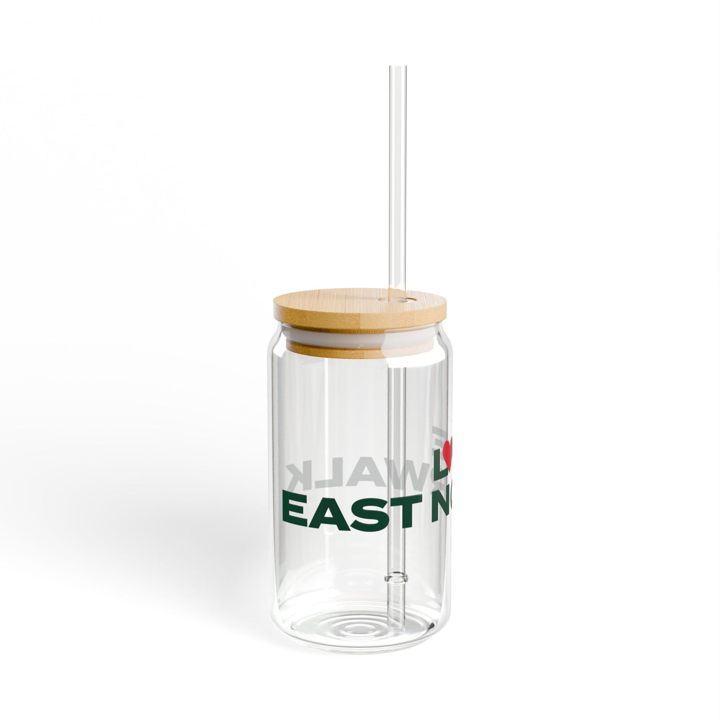 Love East Norwalk Glass Can with Straw and Lid, 16oz
