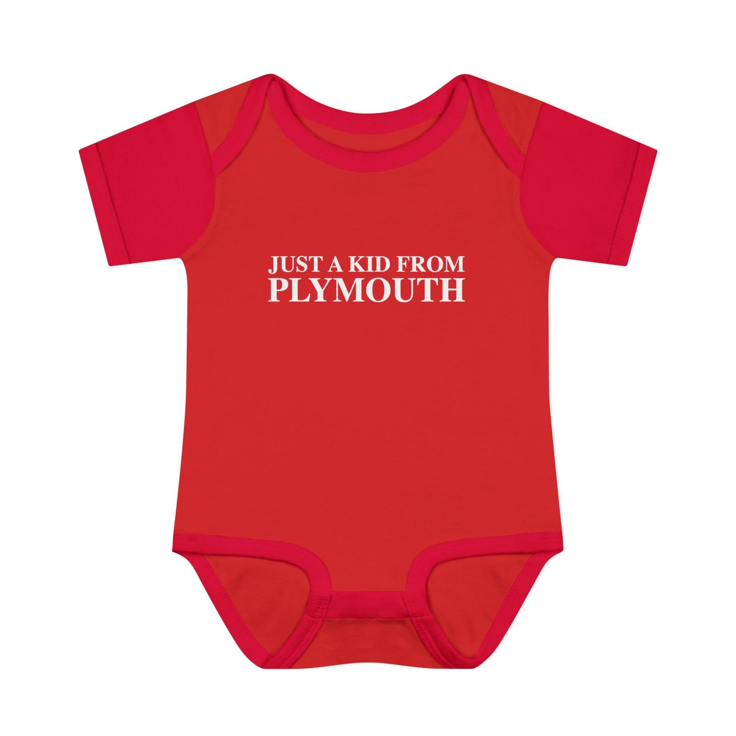 Just a kid from Plymouth Infant Baby Rib Bodysuit