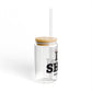 I Heart SHTN Glass Can with Straw and Lid, 16oz