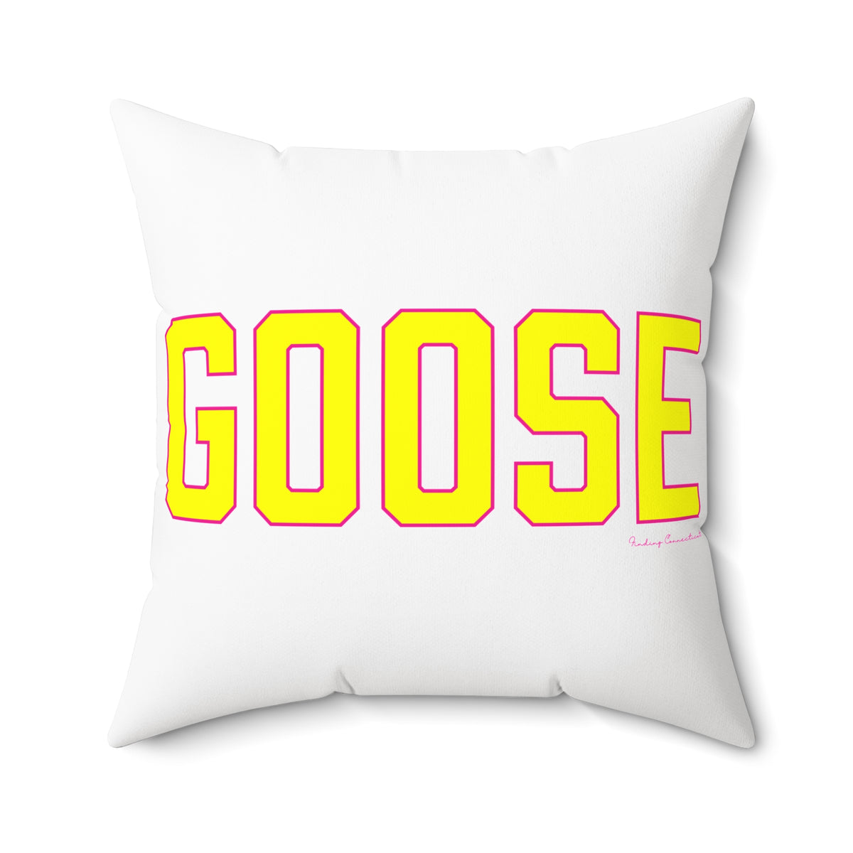 Goose Zip Code Yellow & Pink Spun Polyester Square Pillow