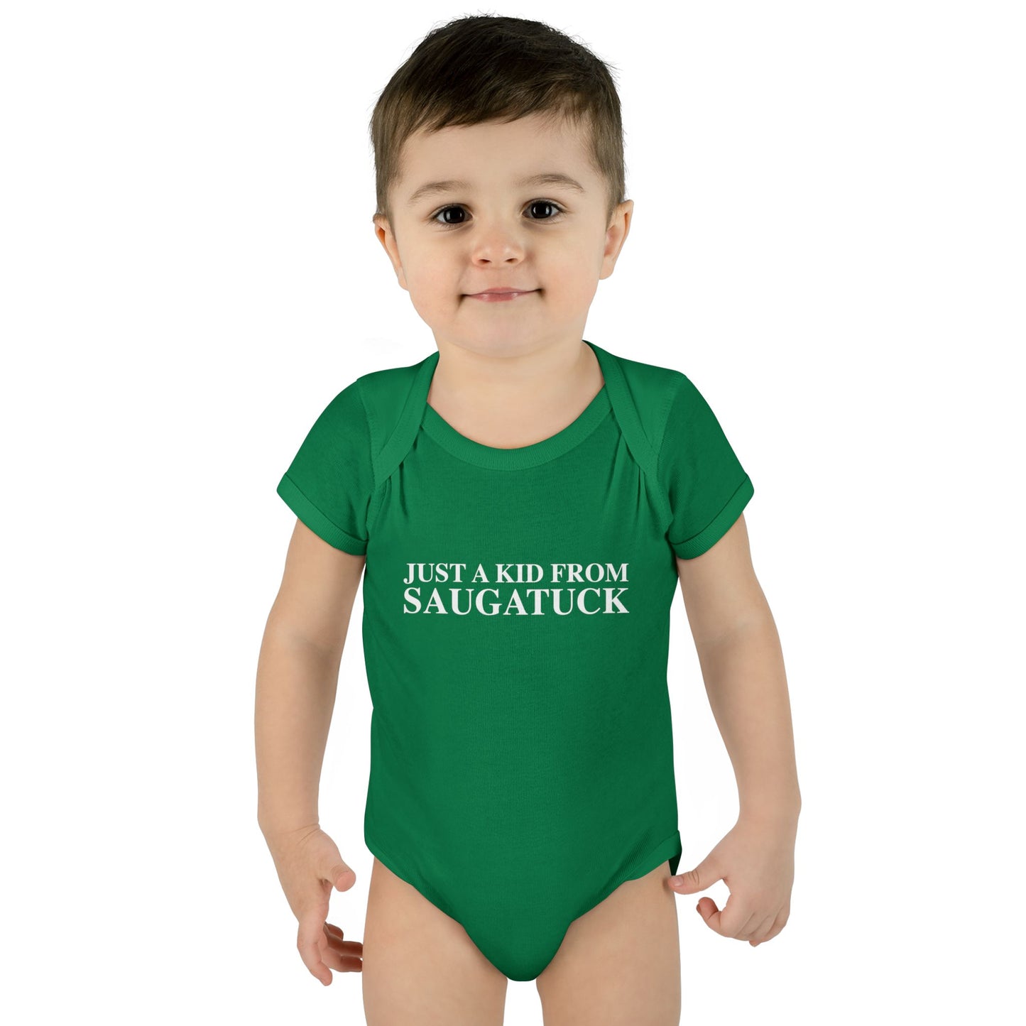 Just a kid from Saugatuck Infant Baby Rib Bodysuit