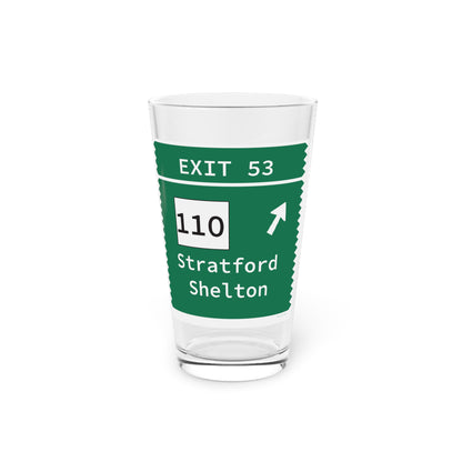 Vintage Merritt Parkway Exit 53 Sign Pint Glass, 16oz