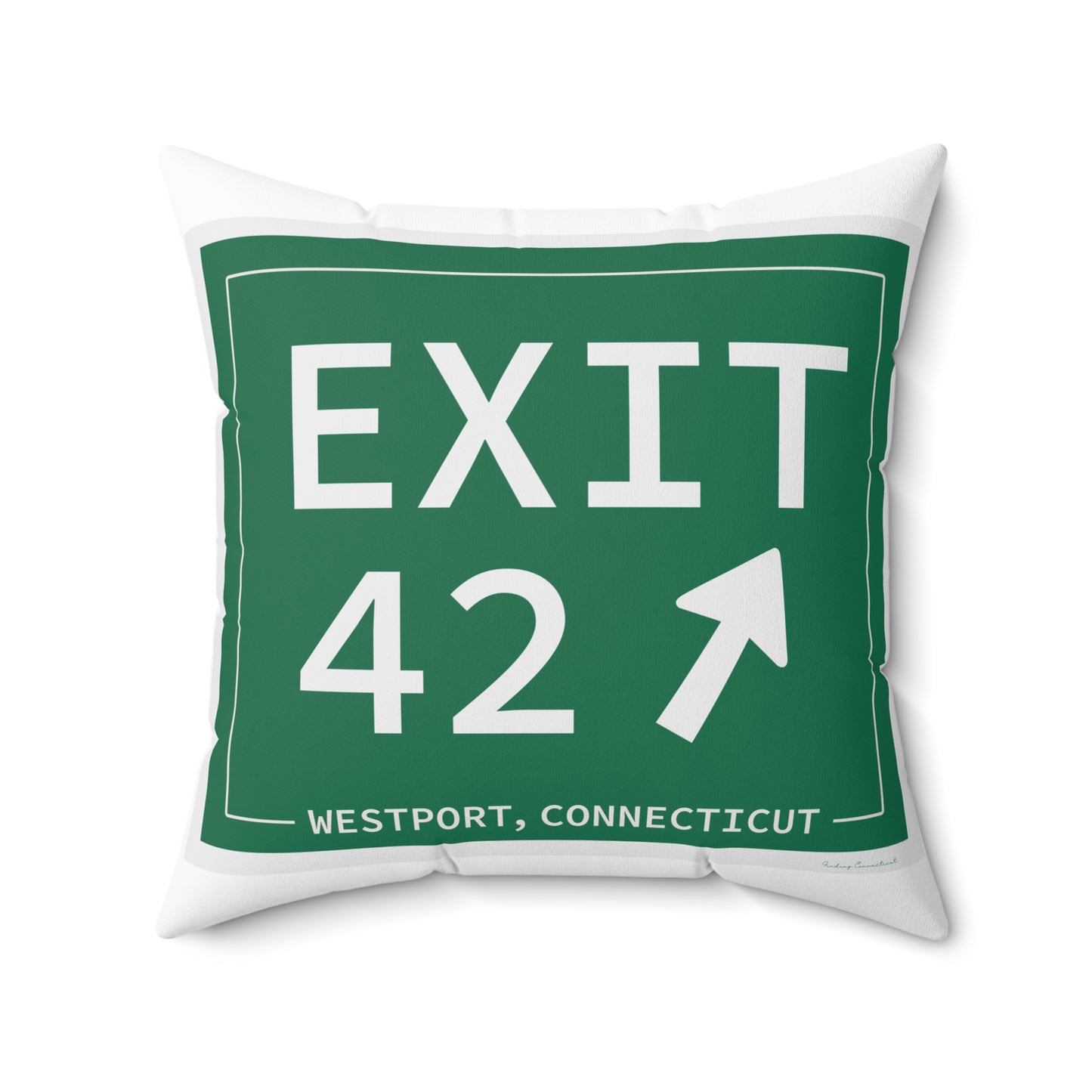 Vintage Exit 42 Merritt Parkway Sign Spun Polyester Square Pillow