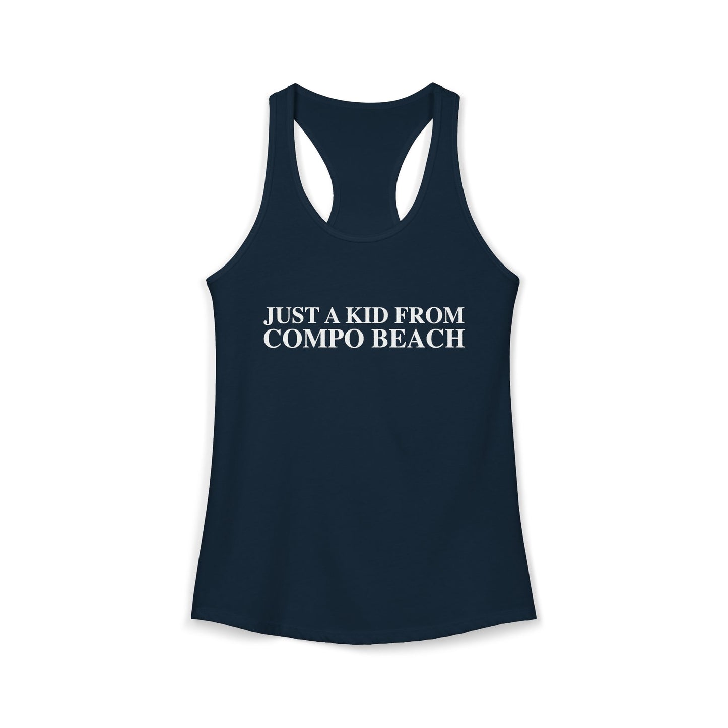 Just a kid from Compo Beach Women's Ideal Racerback Tank Top