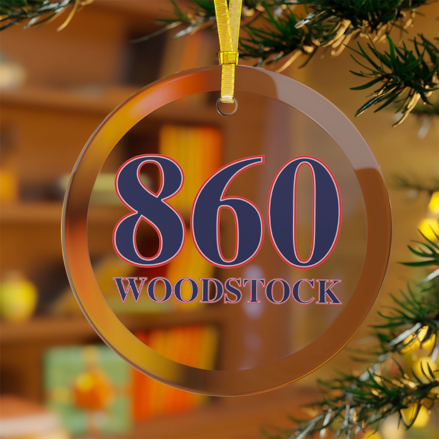 860 Woodstock Red, White & Blue Glass Ornaments