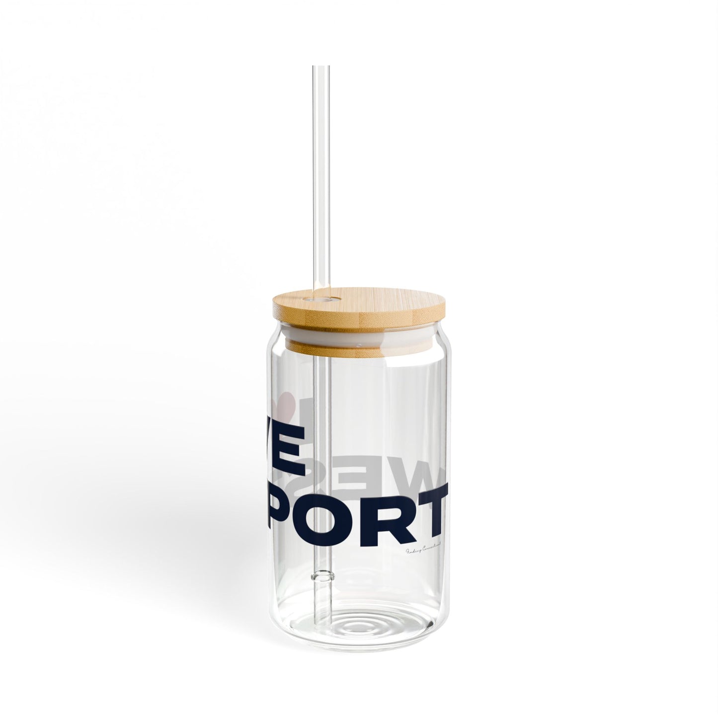 Love Westport Glass Can with Straw and Lid, 16oz