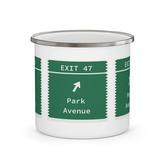 Vintage Merritt Parkway Exit 47 Sign Enamel Camping Mug