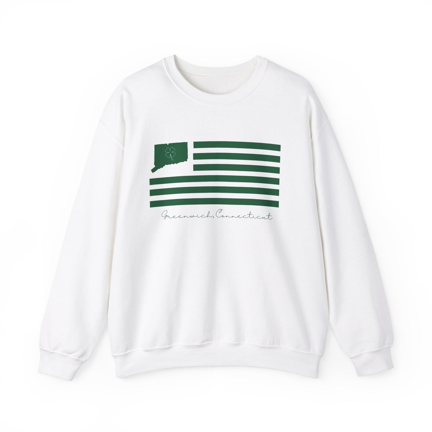 Greenwich Connecticut St Patrick’s Day Flag Unisex Heavy Blend™ Crewneck Sweatshirt