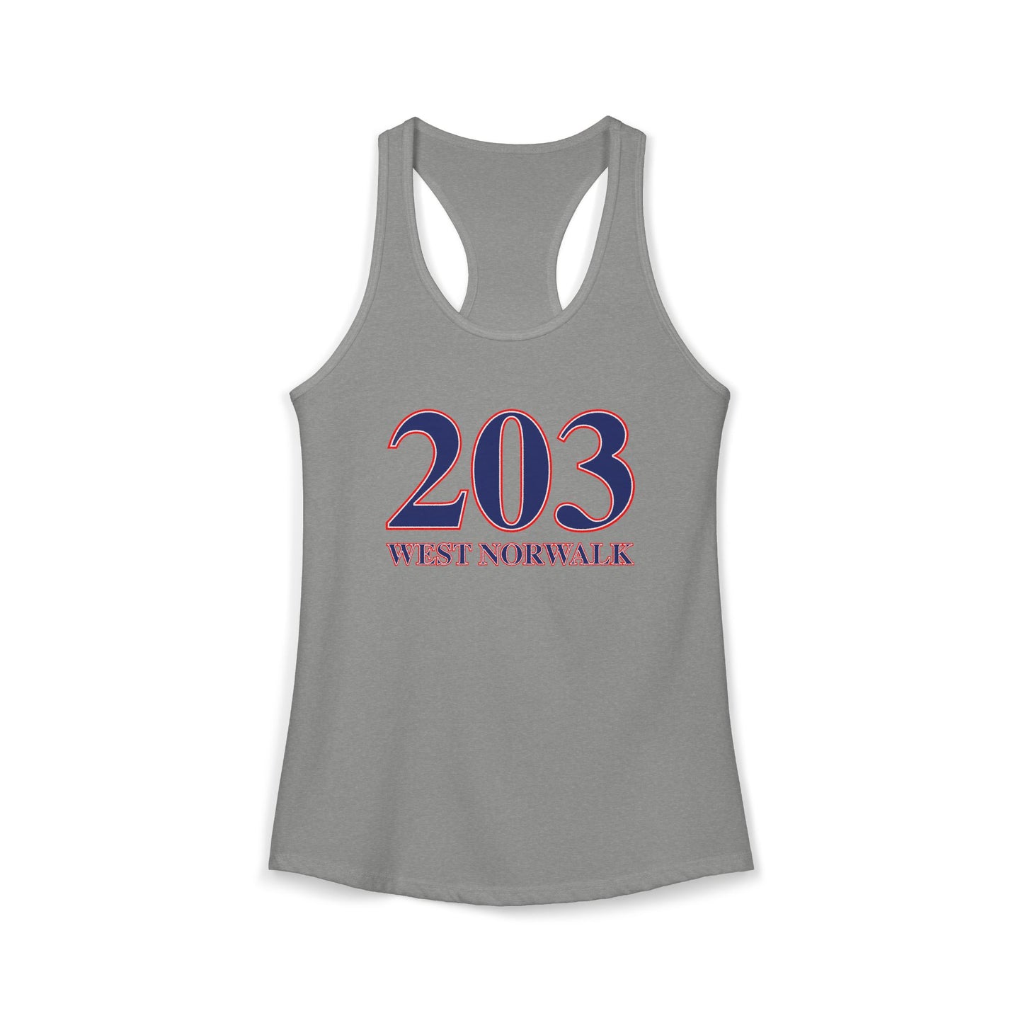 203 West Norwalk, Red, White & Blue Women's Ideal Racerback Tank Top