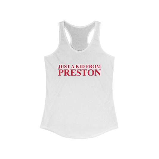 Just a kid from Preston Women's Ideal Racerback Tank Top