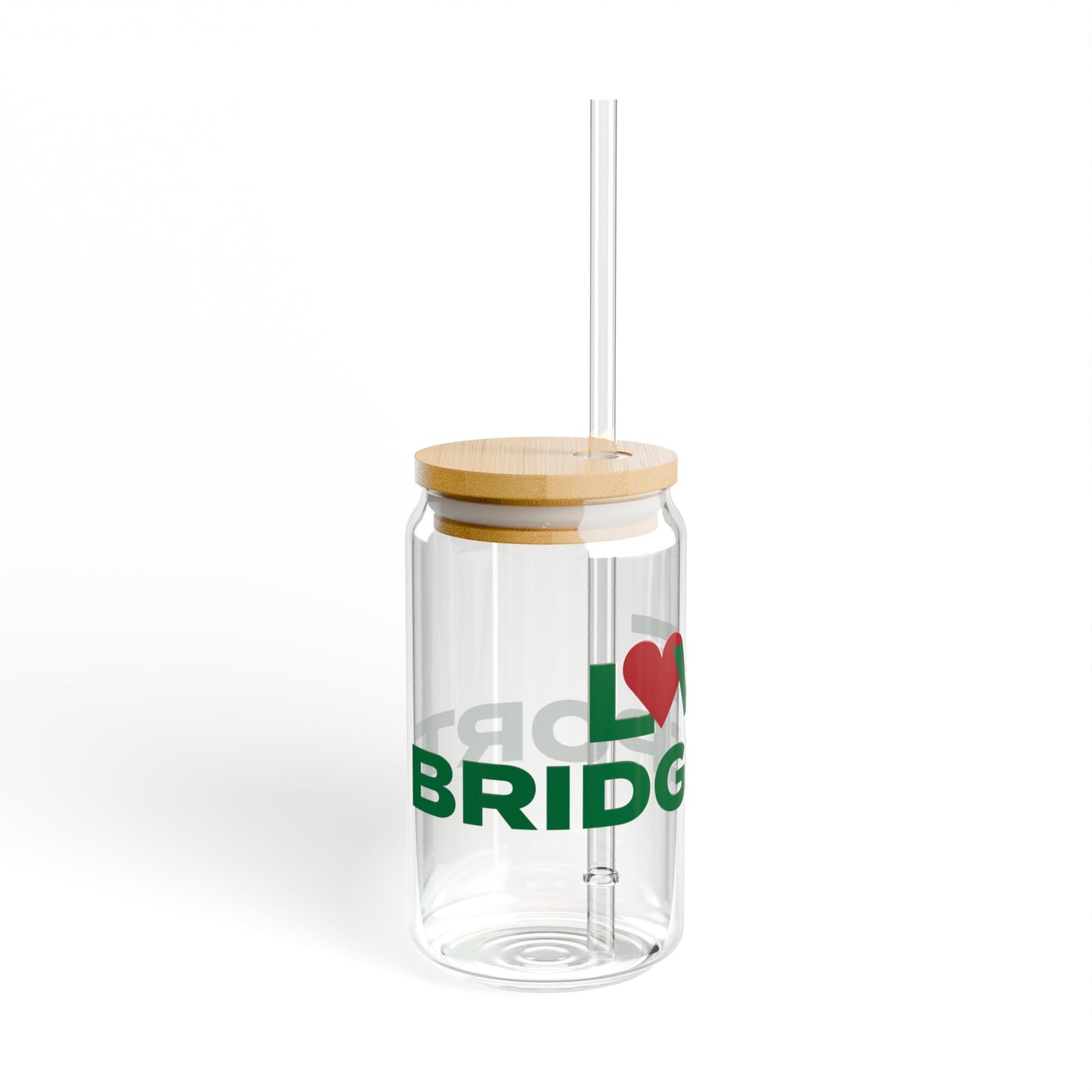 Love Bridgeport Glass Can with Straw and Lid, 16oz