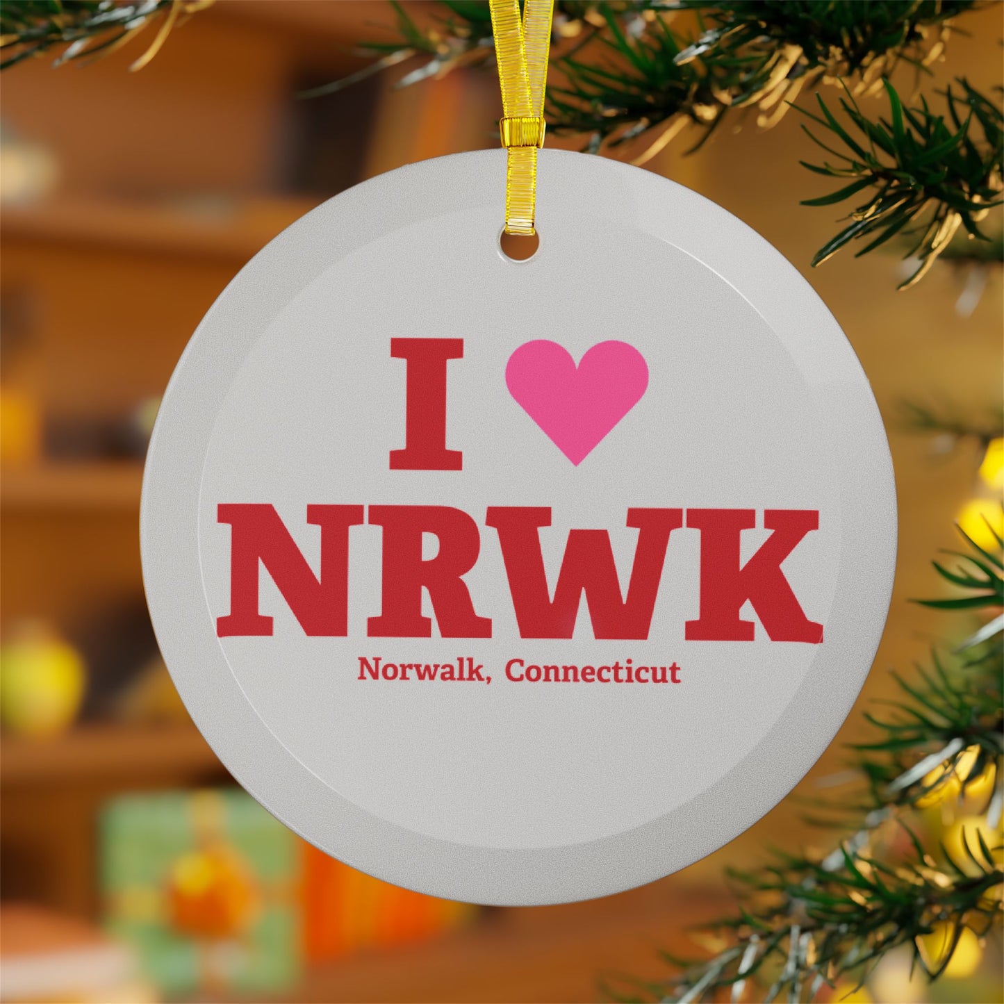 I Heart NRWK Glass Ornaments