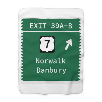 Vintage Merritt Parkway Exit 39 A-B Sign Sherpa Fleece Blanket