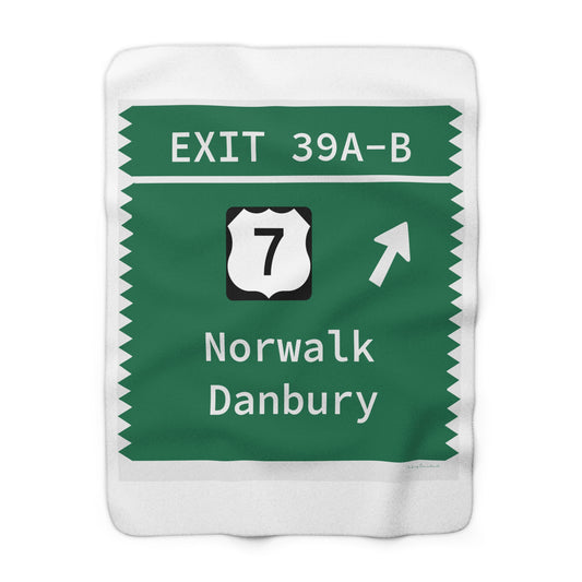 Vintage Merritt Parkway Exit 39 A-B Sign Sherpa Fleece Blanket