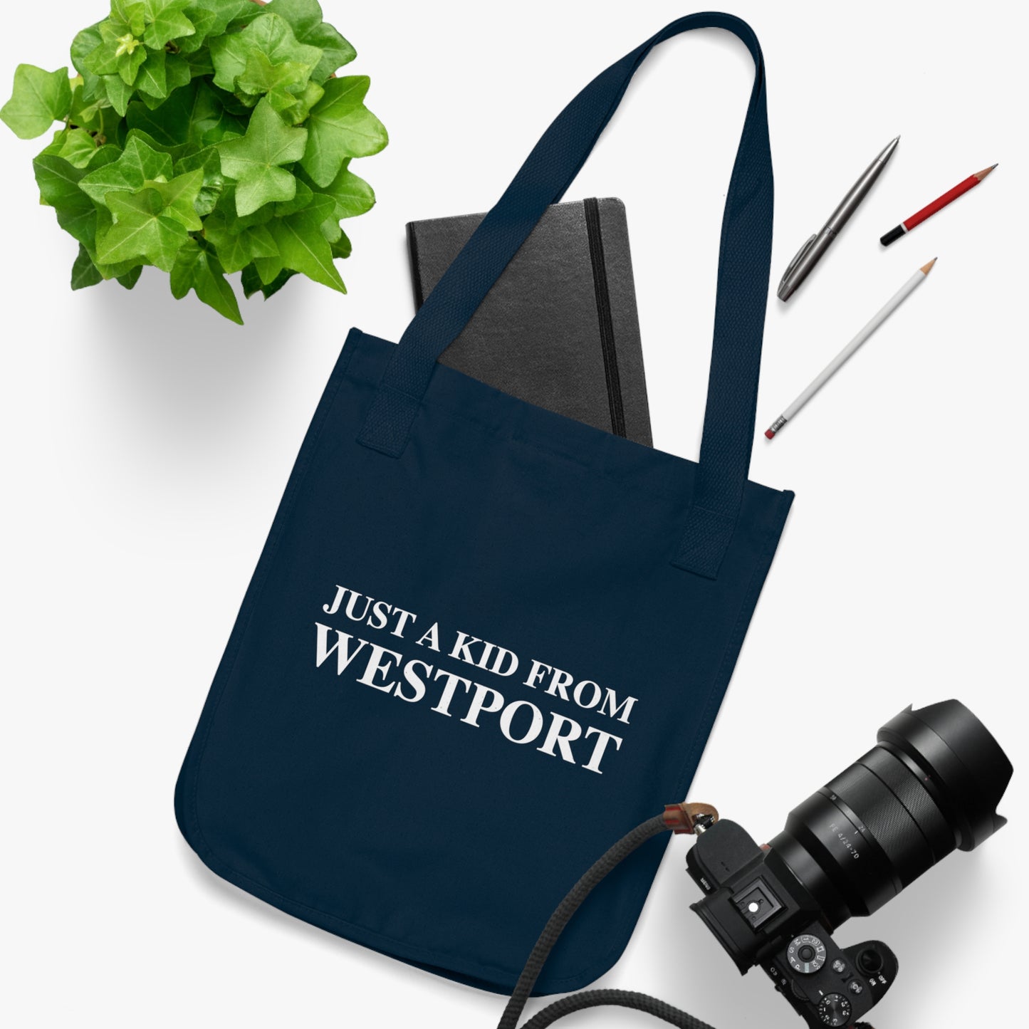 Just a kid from Westport Organic Canvas Tote Bag