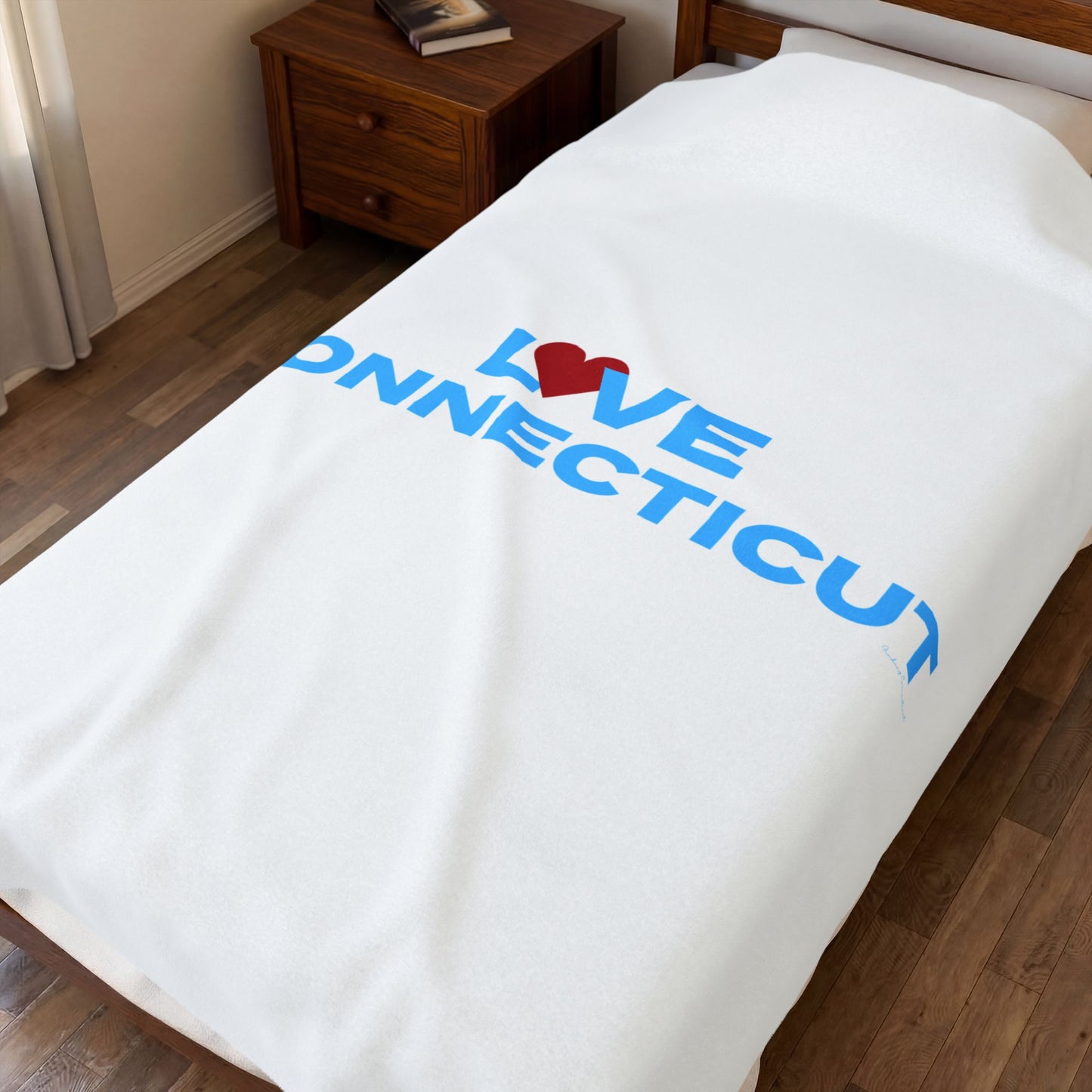 Love Connecticut Velveteen Plush Blanket