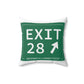 Vintage Exit 28 Merritt Parkway Sign Spun Polyester Square Pillow