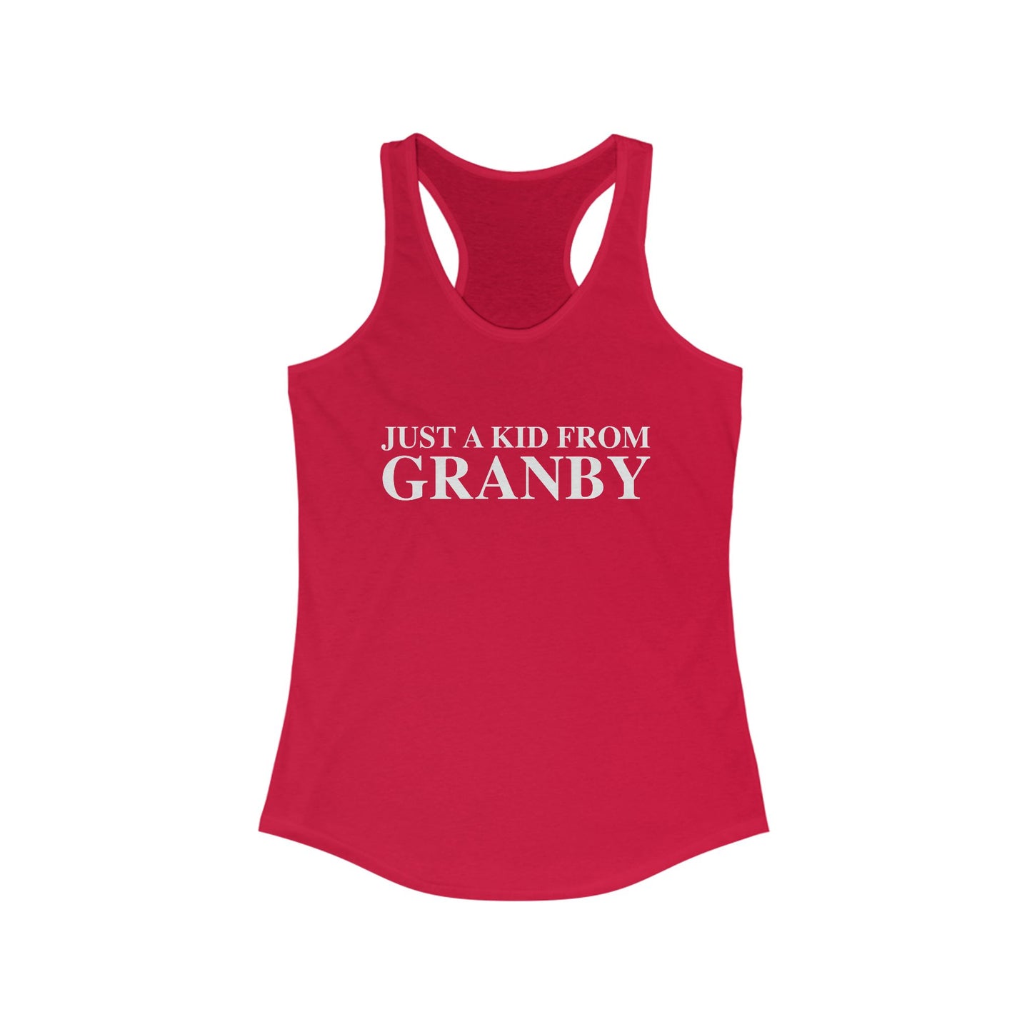 Just a kid from Granby Women's Ideal Racerback Tank Top