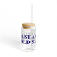 Just a kid from Old Saybrook Glass Can with Straw and Lid, 16oz