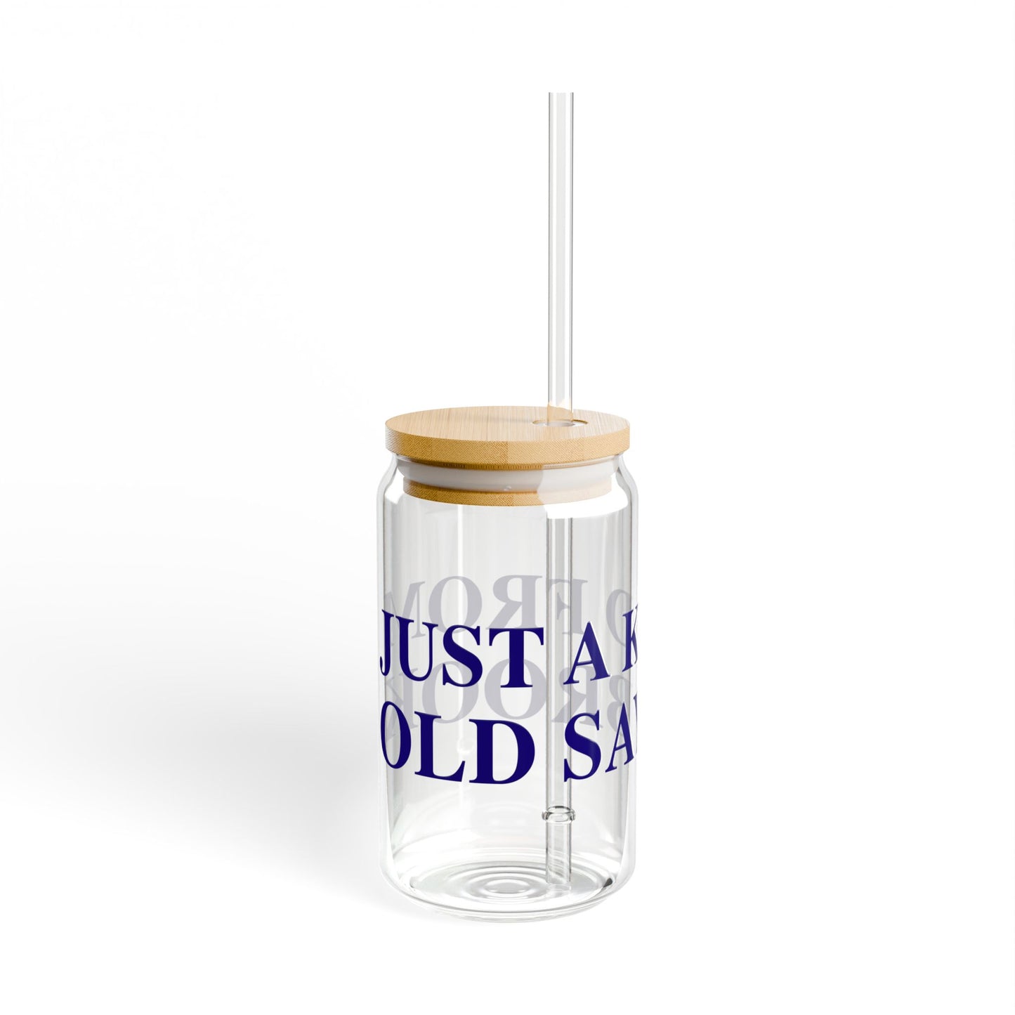 Just a kid from Old Saybrook Glass Can with Straw and Lid, 16oz